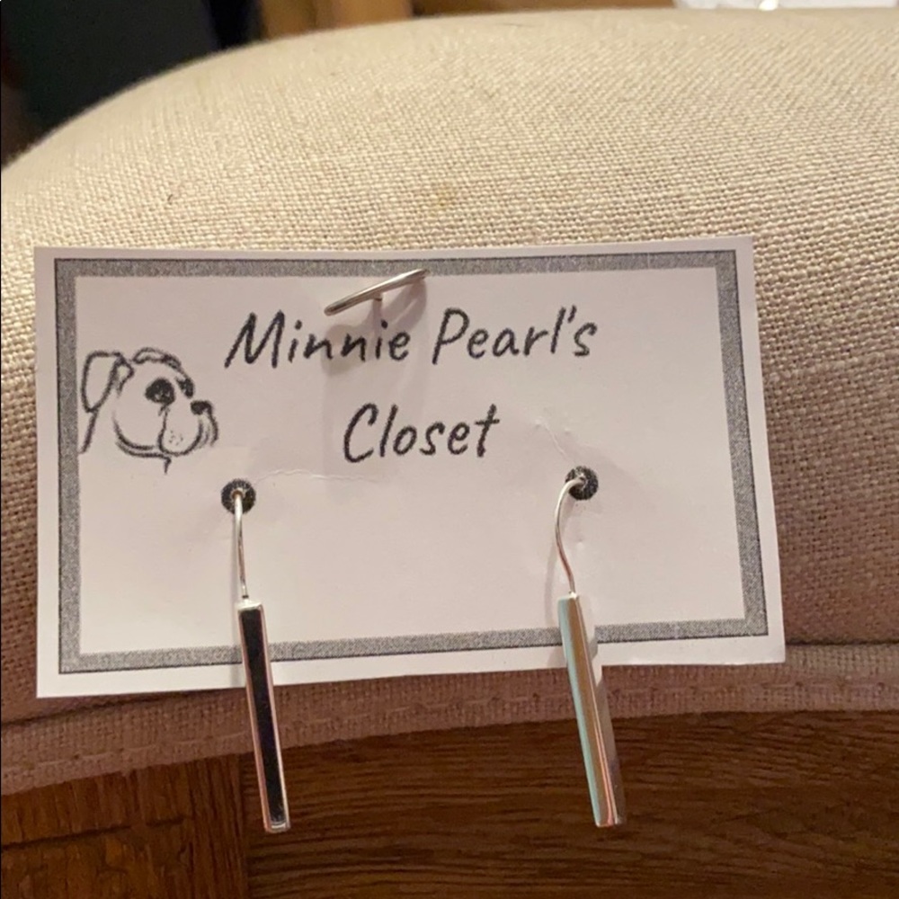 Silver Rectangular Dangle Earrings